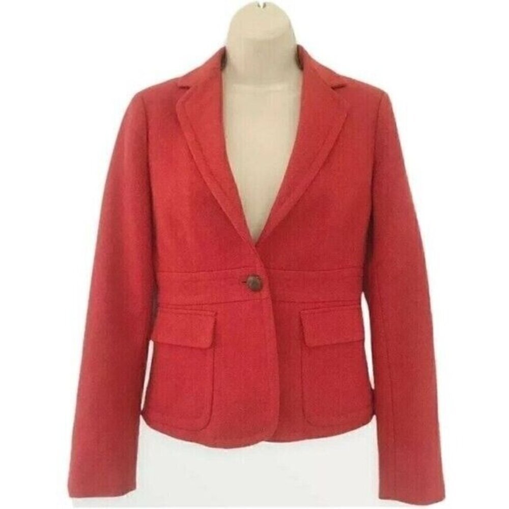 J Crew Woman's Sz 0 or XS Burnt Orange Wool Blend Blazer Jacket